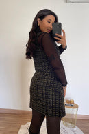 Conjunto Tweed- Cropped e Saia