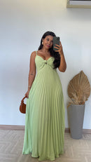 Vestido Thay Liso - Crepinho Plissado Liso