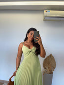 Vestido Thay Liso - Crepinho Plissado Liso