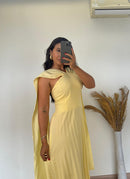 Vestido Elisa -Crepinho Seda com Saia Plissada