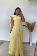 Vestido Elisa -Crepinho Seda com Saia Plissada