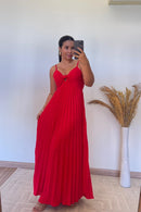 Vestido Thay Liso - Crepinho Plissado Liso