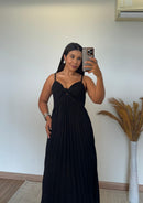 Vestido Thay Liso - Crepinho Plissado Liso