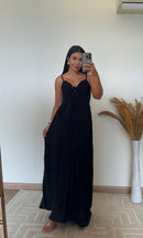 Vestido Thay Liso - Crepinho Plissado Liso