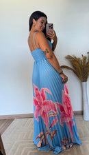 Vestido Thay Estampado - Crepinho Saia Plissada