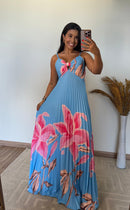 Vestido Thay Estampado - Crepinho Saia Plissada