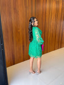 Vestido Luisa - Vestido Curto Manga Longa Renda Guipir