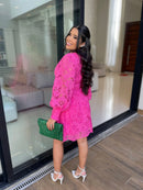 Vestido Luisa - Vestido Curto Manga Longa Renda Guipir